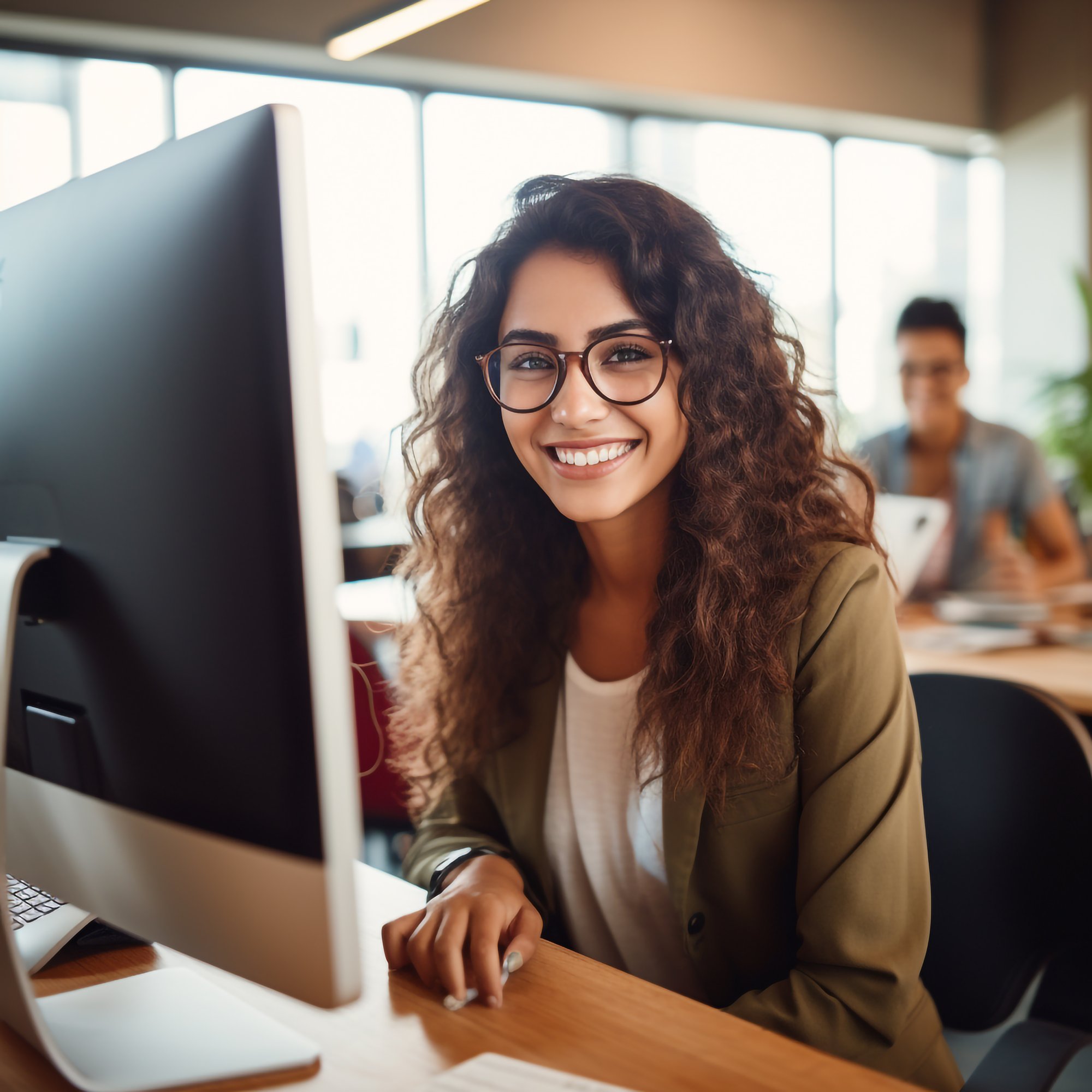 portrait-enthusiastic-hispanic-young-woman-working